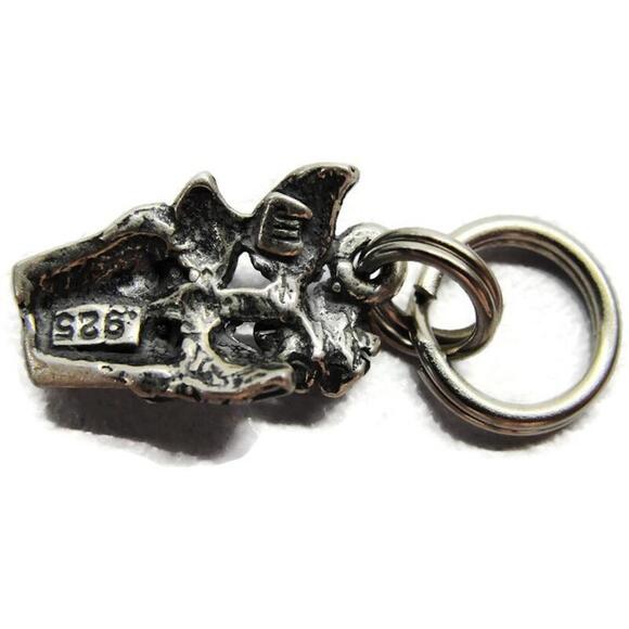 925 Flower Pot Signed "UP" Sterling Silver Pendant Charm Patina Vintage - Picture 2 of 7